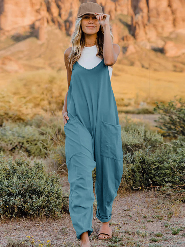 Double Take V-Neck Sleeveless Jumpsuit with Pocket