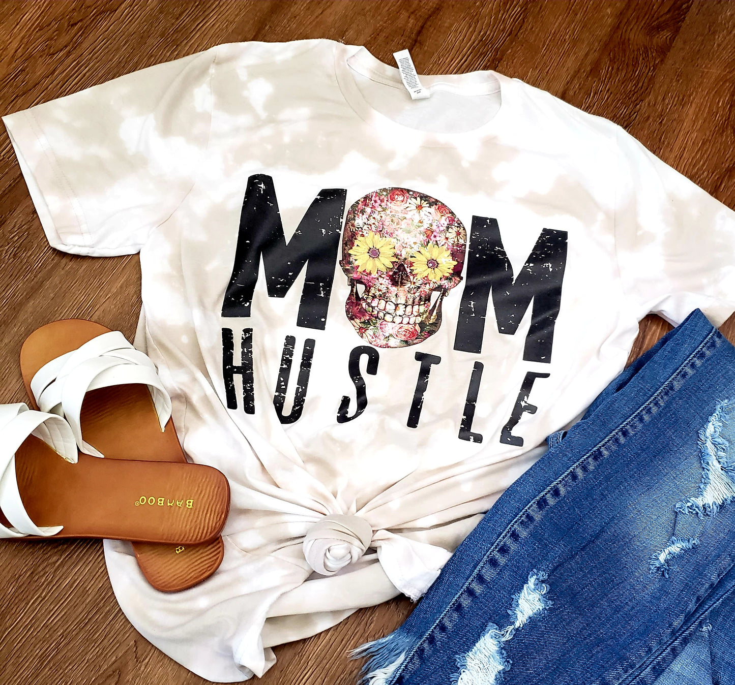 Mom Hustle Bleached TShirt