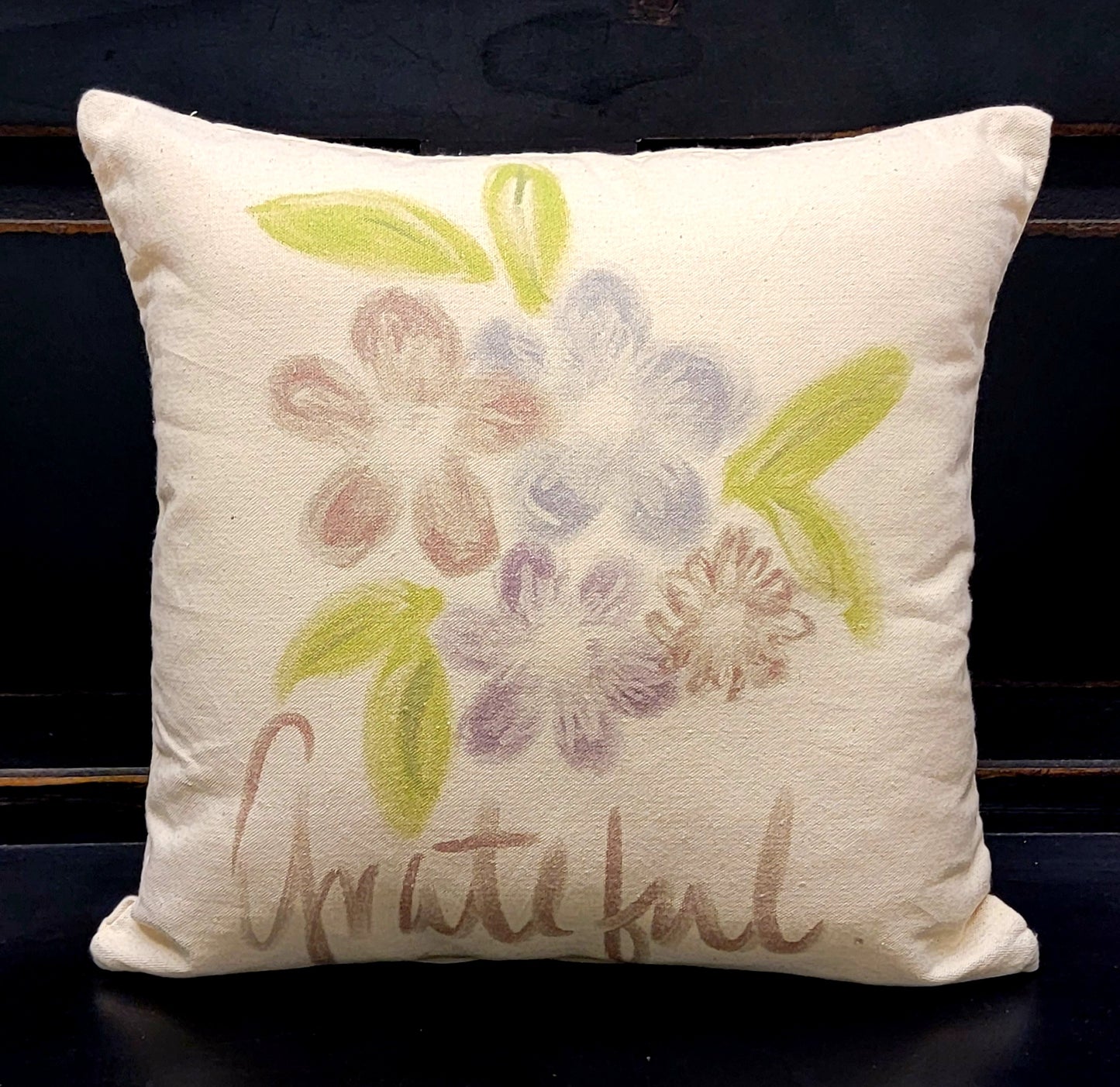 Grateful Watercolor Pillow