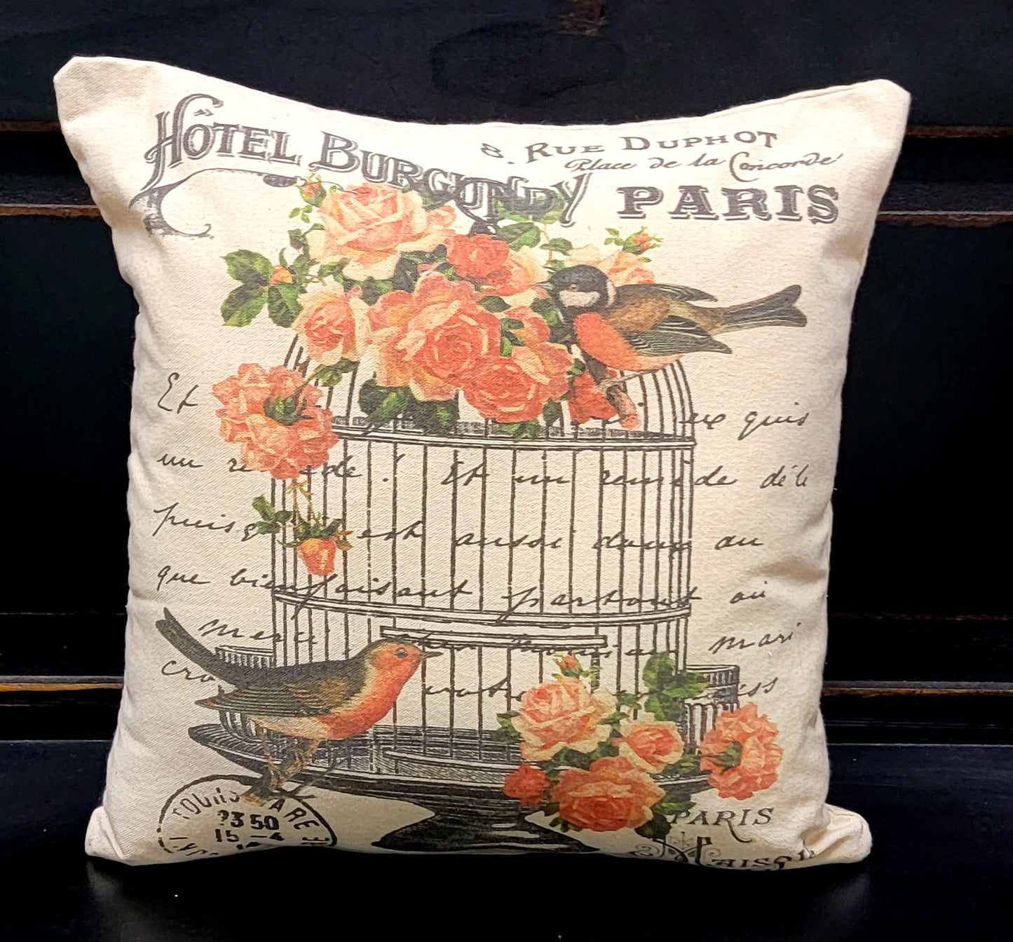 Bird Cage Script Pillow