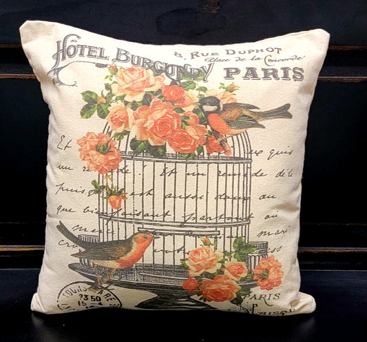 Bird Cage Script Pillow