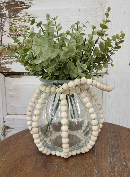 White Beaded Glass Jar