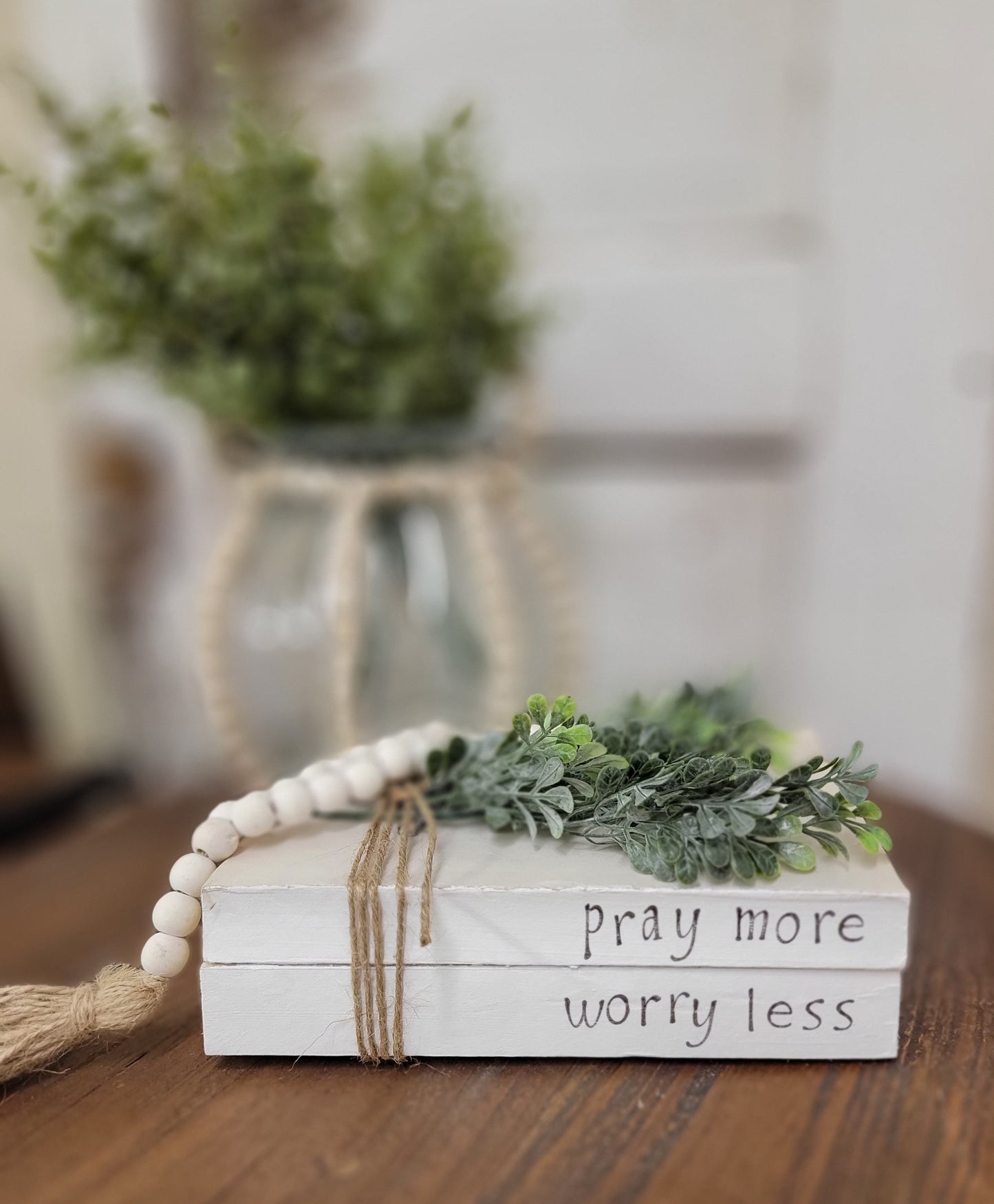 Pray More Worry Less Stacked Books