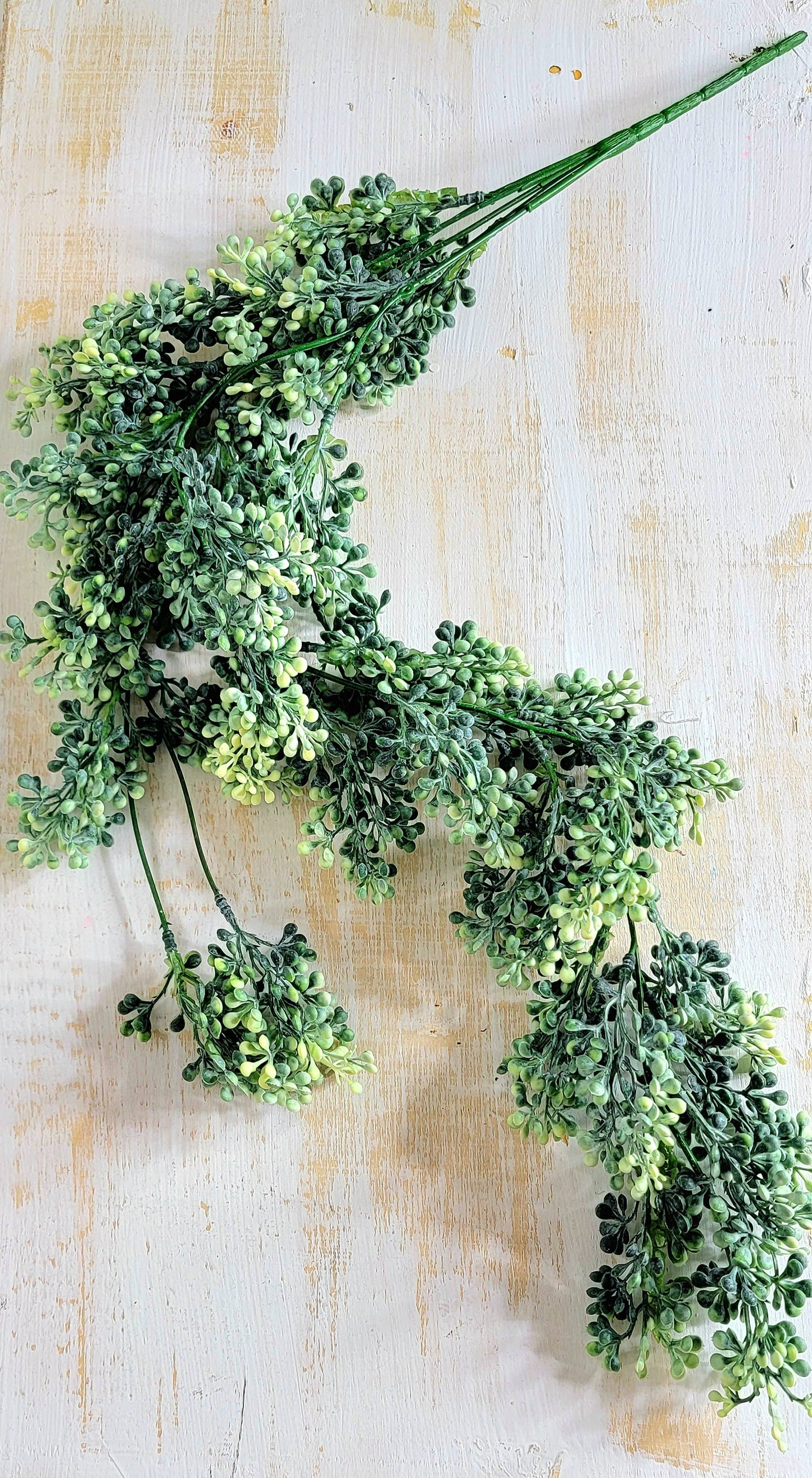 30" White Berry Hanging Bush Greenery