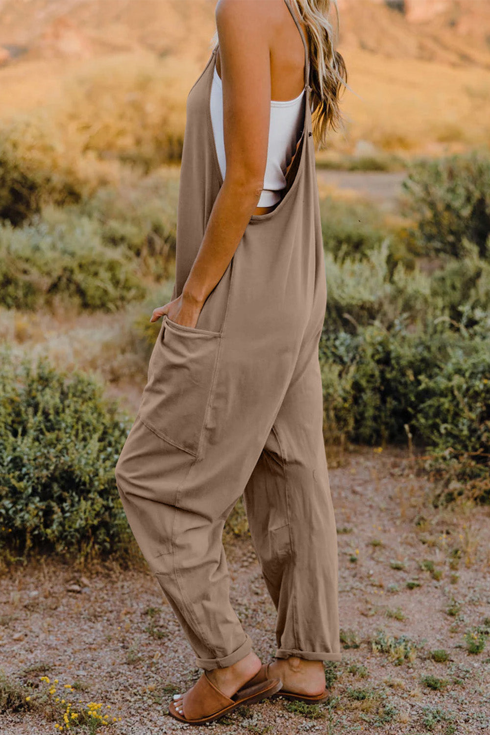 Double Take V-Neck Sleeveless Jumpsuit with Pocket