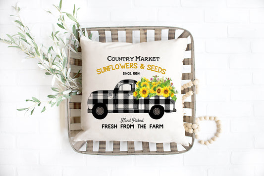 Black Buffalo Sunflower Truck Pillow