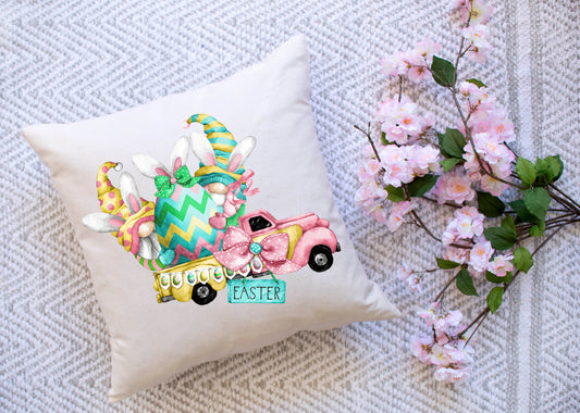 Easter Gnome Truck Pillow Cover