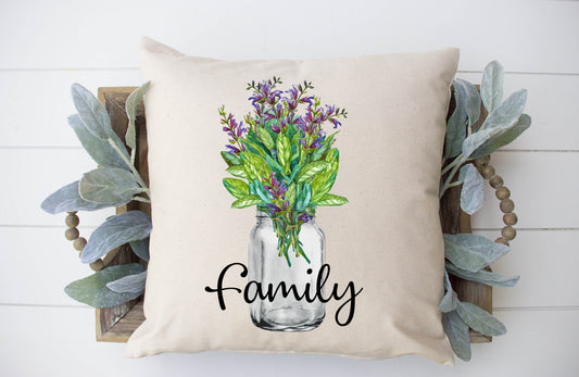 Family Flower Mason Jar Pillow