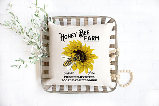 Sunflower Honey Bee Farm Pillow