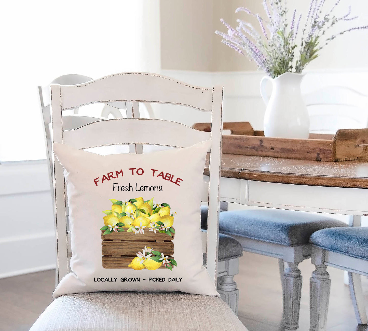 Farm To Table Lemon Basket Pillow