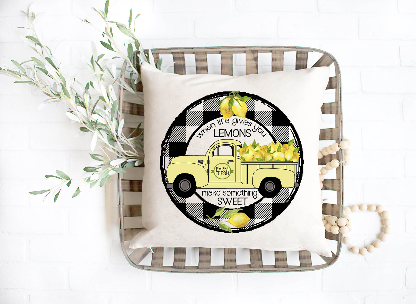 Lemon Buffalo Circle Truck Pillow