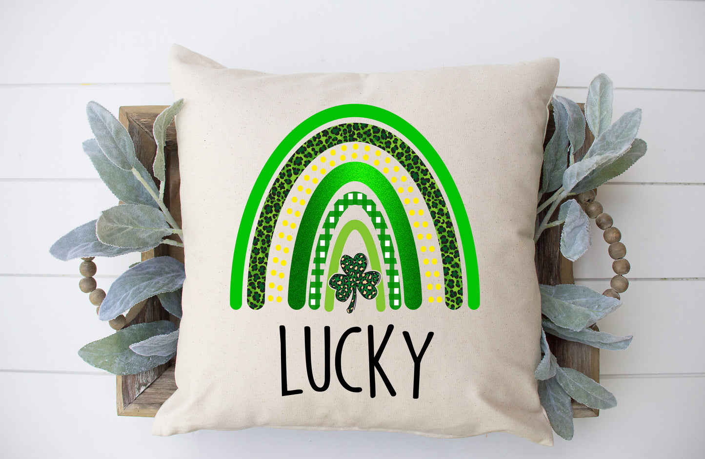 Lucky Green Rainbow Pillow