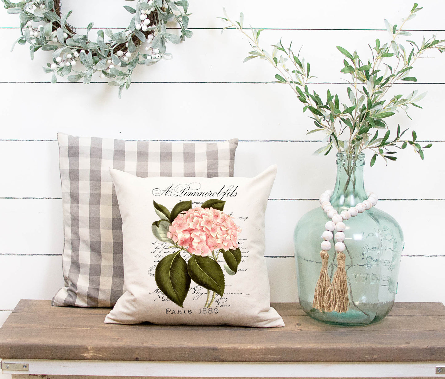 Pink Hydrangea Pillow