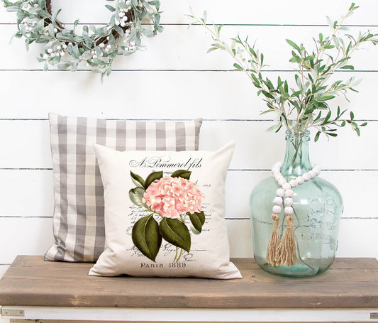 Pink Hydrangea Pillow