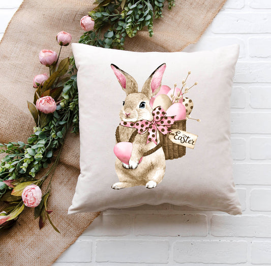 Pink Easter Bunny With Basket Cover