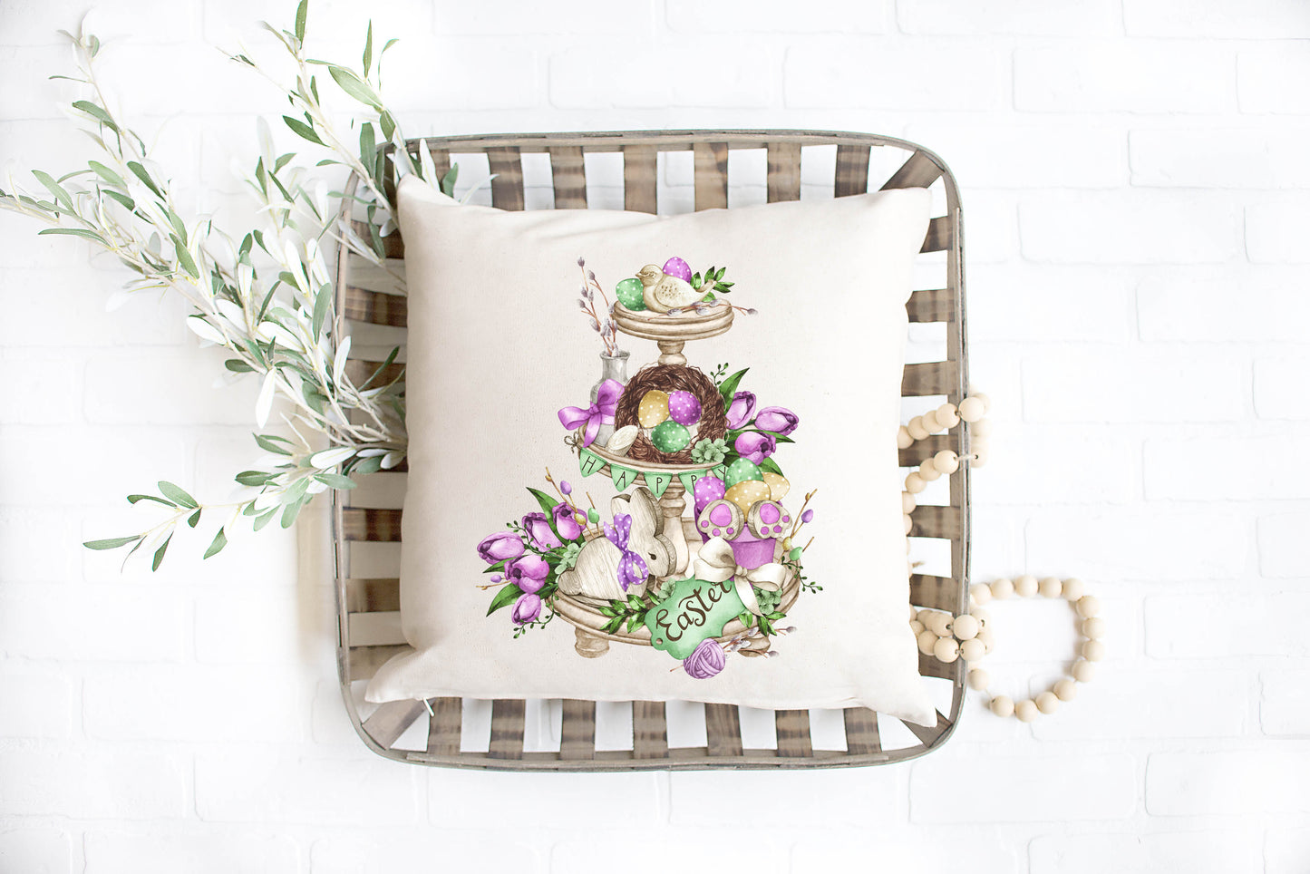 Purple Easter Tier Tray Pillow Cover