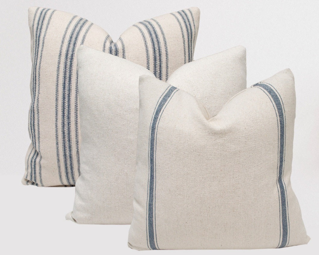 Blue 3 Grain Sack Pillow