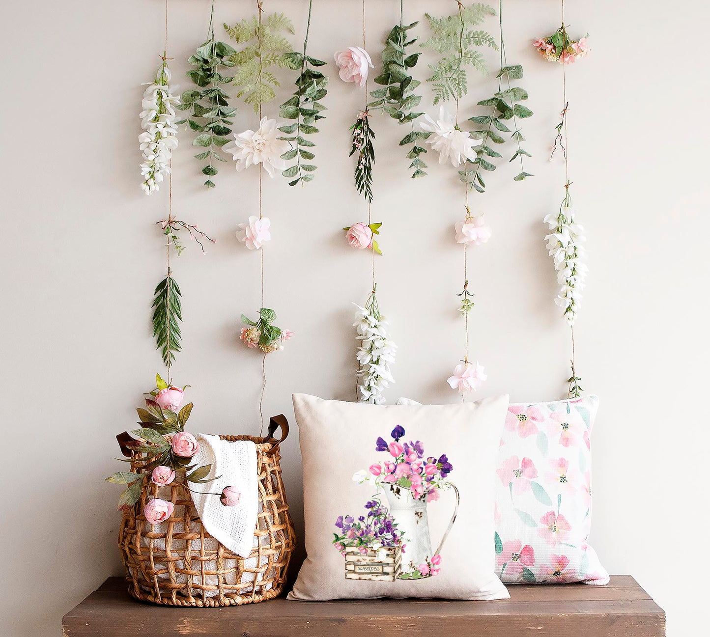 Sweet Pea Basket Pillow