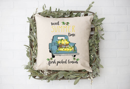 Sweet Summer Time Lemon Truck Pillow