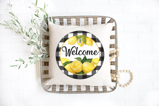 Welcome Lemon Black Buffalo Pillow