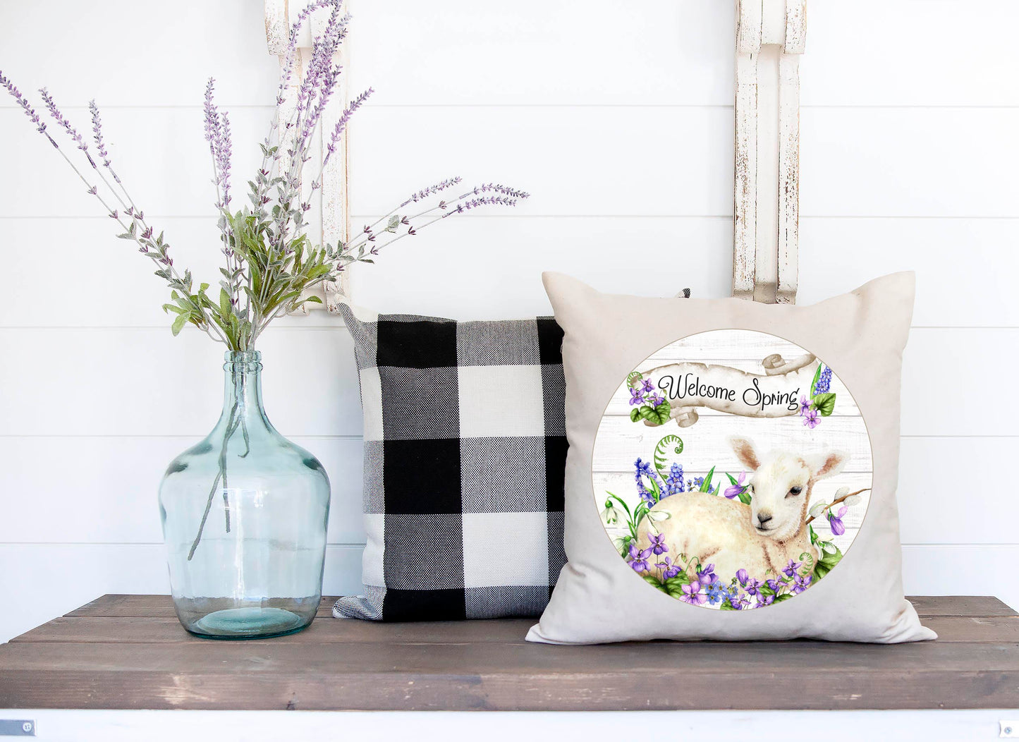 Welcome Spring Baby Lamb Pillow