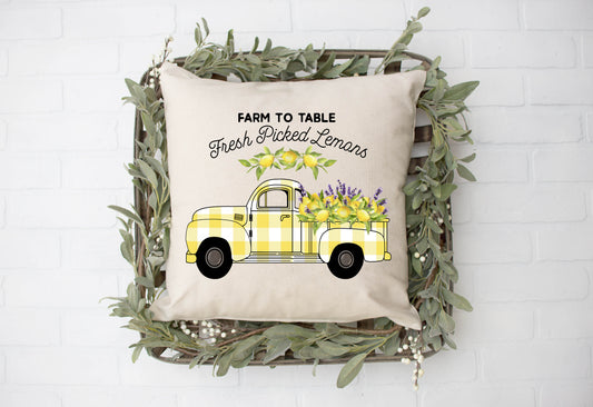 Yellow Buffalo Lemon Truck Pillow