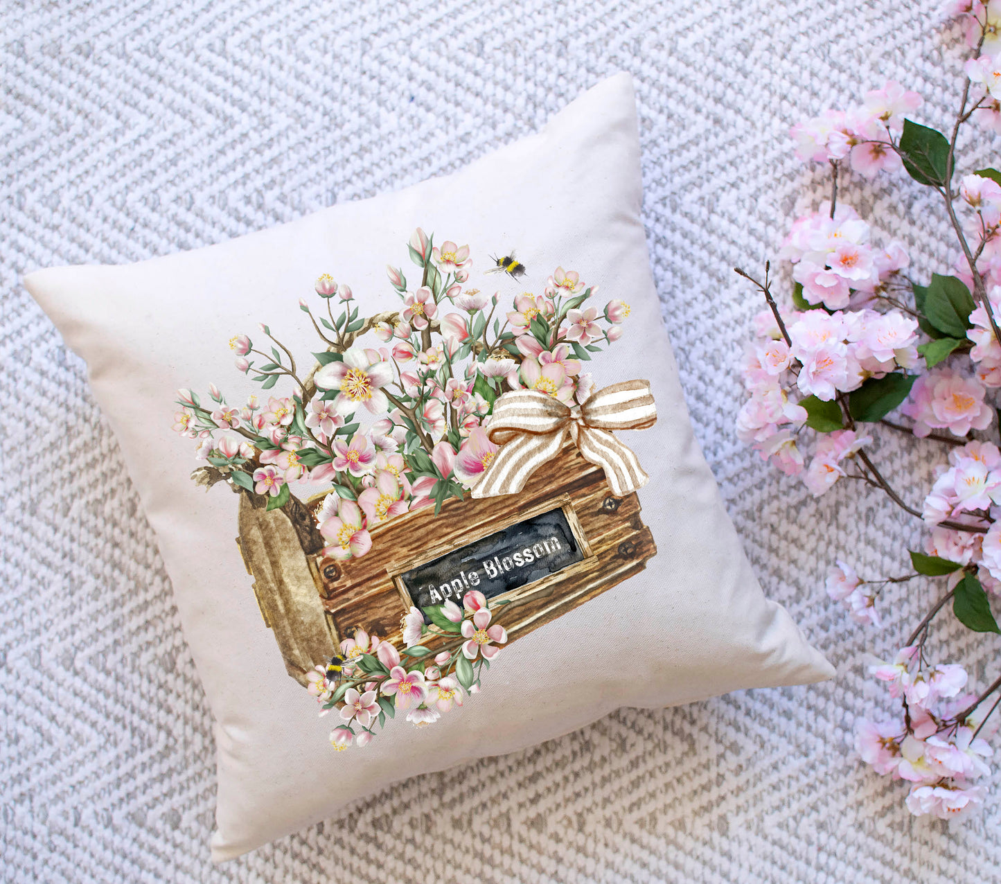 Apple Blossoms Basket Pillow