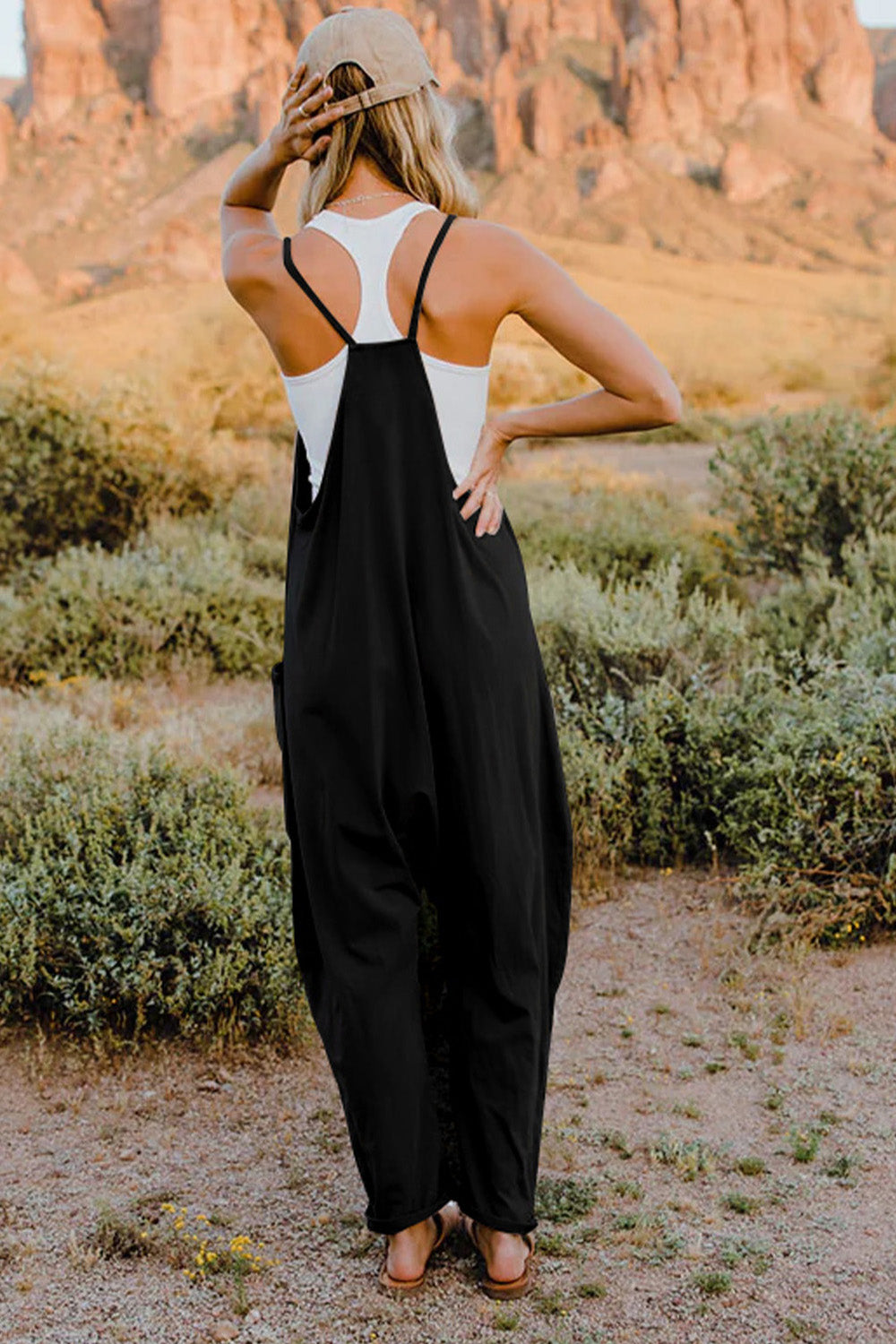 Double Take V-Neck Sleeveless Jumpsuit with Pocket