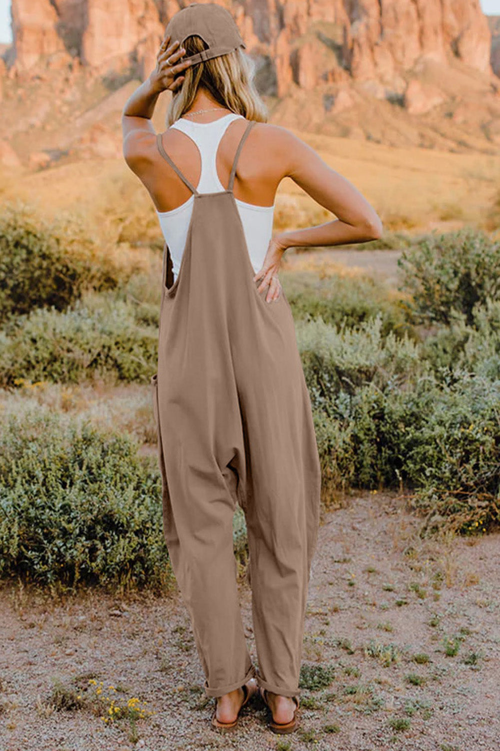 Double Take V-Neck Sleeveless Jumpsuit with Pocket