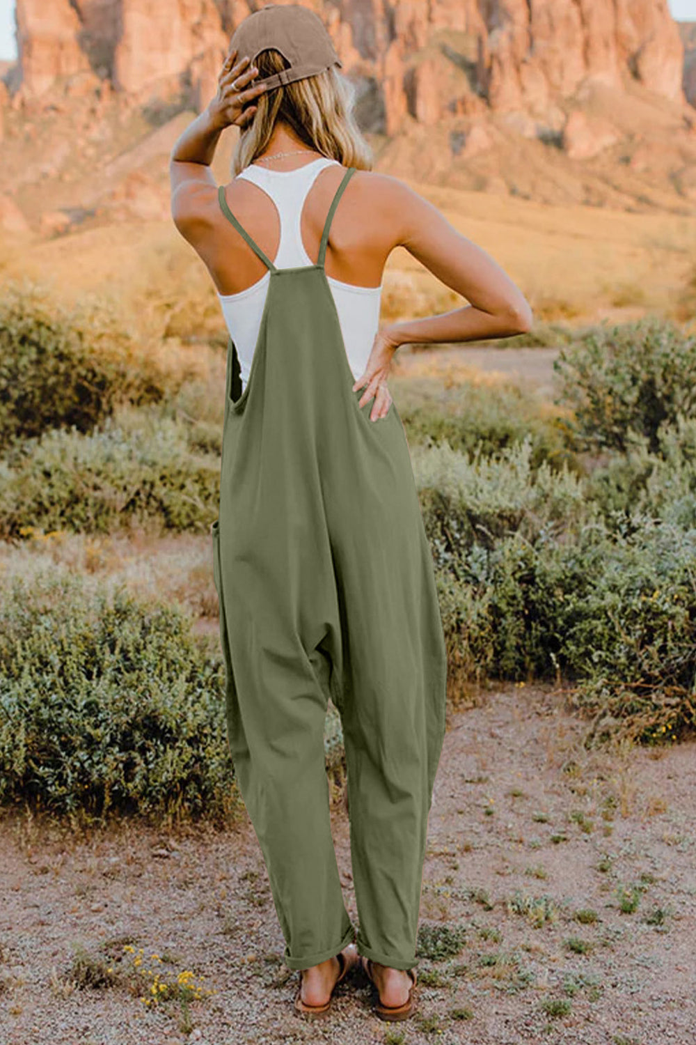 Double Take V-Neck Sleeveless Jumpsuit with Pocket