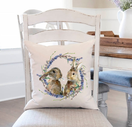 Spring Bunny Couple Pillow