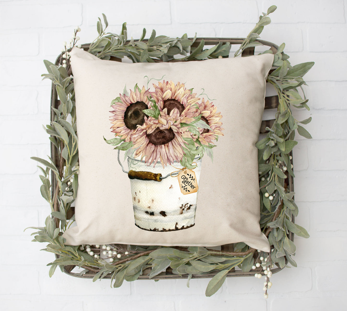 Gather Sunflower Bucket Pillow